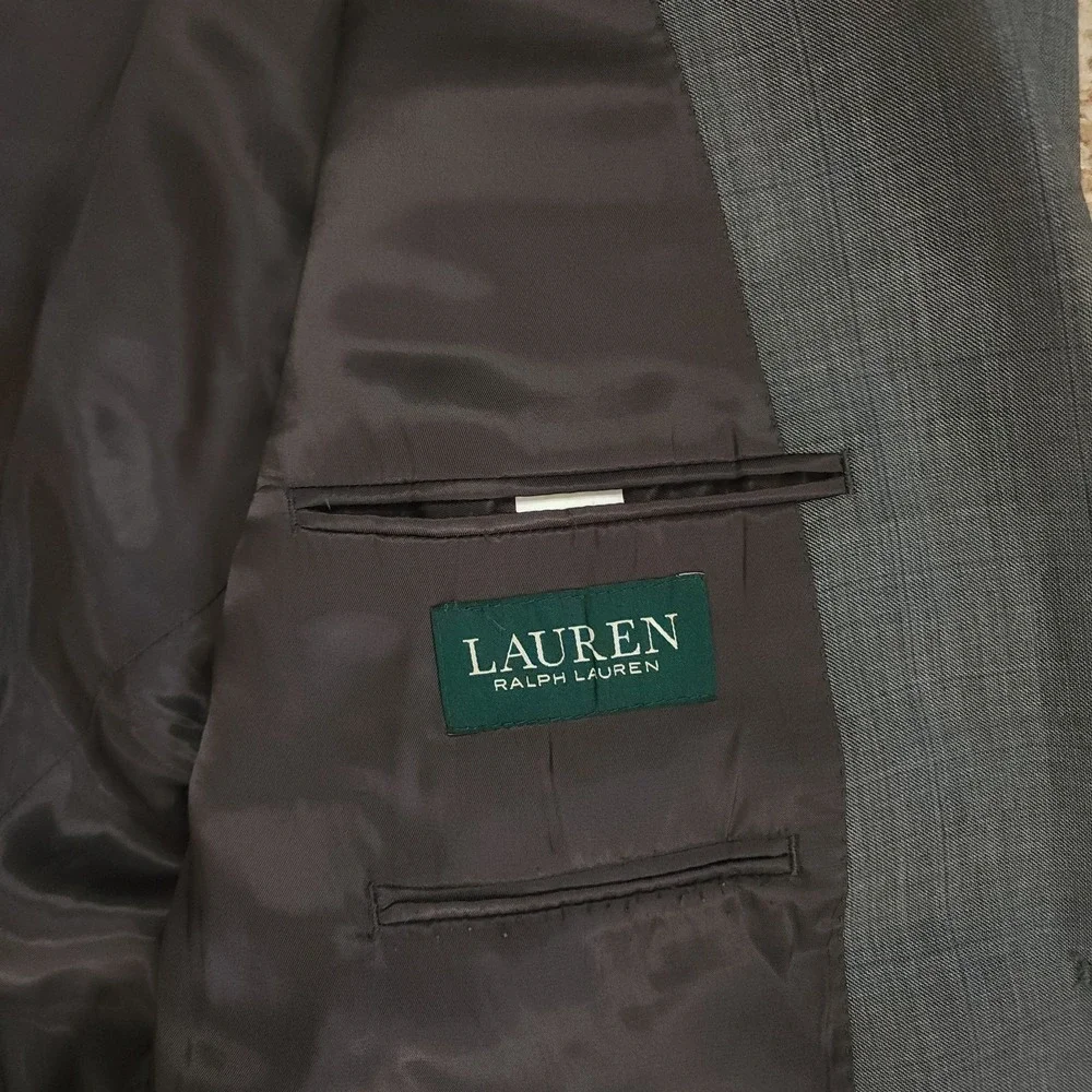 Lauren Ralph Lauren Gray Windowpane Mens 50L Blazer Sport Coat